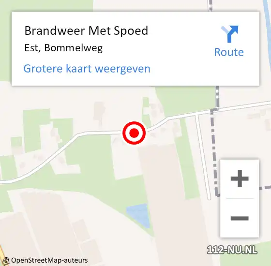 Locatie op kaart van de 112 melding: Brandweer Met Spoed Naar Est, Bommelweg op 15 december 2013 19:58