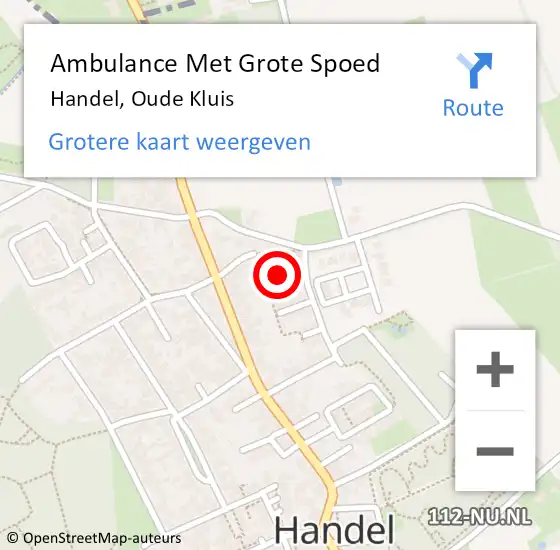 Locatie op kaart van de 112 melding: Ambulance Met Grote Spoed Naar Handel, Oude Kluis op 21 mei 2016 10:05