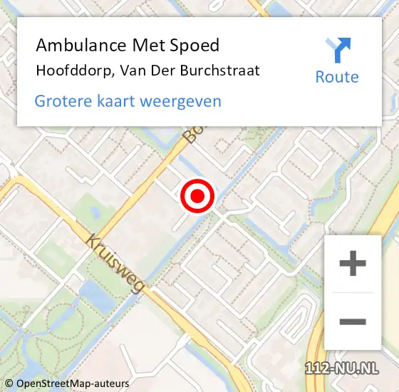 Locatie op kaart van de 112 melding: Ambulance Met Spoed Naar Hoofddorp, Van Der Burchstraat op 21 mei 2016 10:08