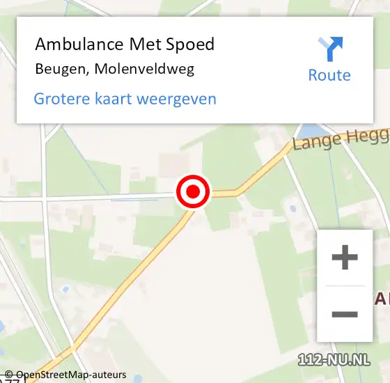 Locatie op kaart van de 112 melding: Ambulance Met Spoed Naar Beugen, Molenveldweg op 21 mei 2016 10:10