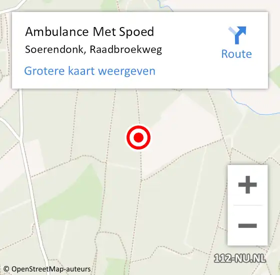 Locatie op kaart van de 112 melding: Ambulance Met Spoed Naar Soerendonk, Raadbroekweg op 21 mei 2016 10:21