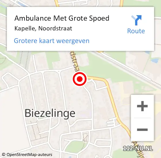 Locatie op kaart van de 112 melding: Ambulance Met Grote Spoed Naar Kapelle, Noordstraat op 21 mei 2016 11:42