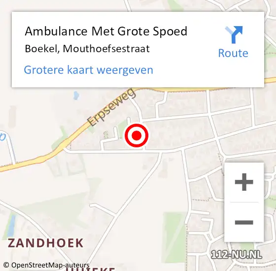 Locatie op kaart van de 112 melding: Ambulance Met Grote Spoed Naar Boekel, Mouthoefsestraat op 21 mei 2016 11:45