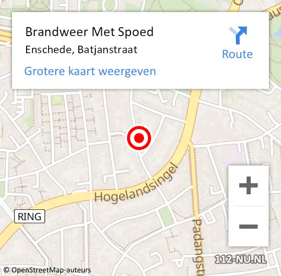 Locatie op kaart van de 112 melding: Brandweer Met Spoed Naar Enschede, Batjanstraat op 21 mei 2016 11:59