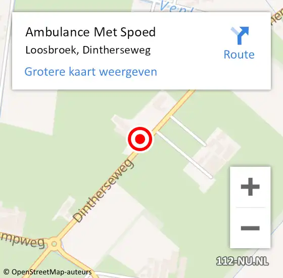 Locatie op kaart van de 112 melding: Ambulance Met Spoed Naar Loosbroek, Dintherseweg op 21 mei 2016 12:06