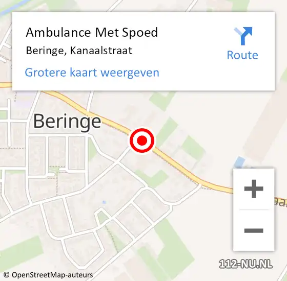 Locatie op kaart van de 112 melding: Ambulance Met Spoed Naar Beringe, Kanaalstraat op 15 december 2013 20:13