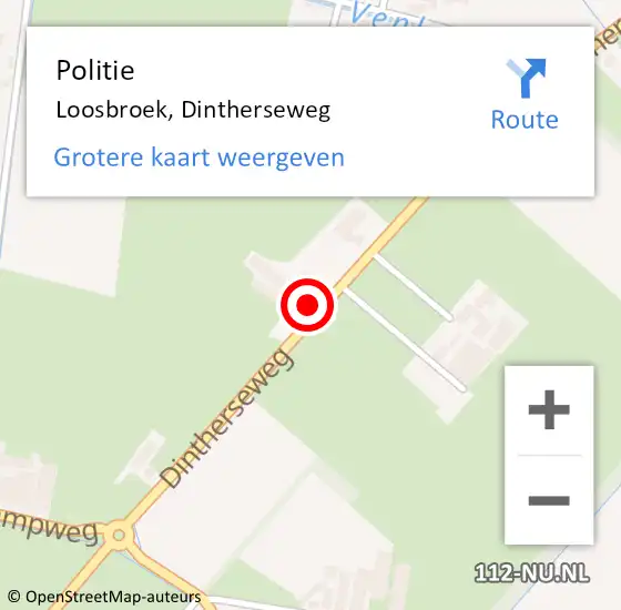 Locatie op kaart van de 112 melding: Politie Loosbroek, Dintherseweg op 21 mei 2016 12:28