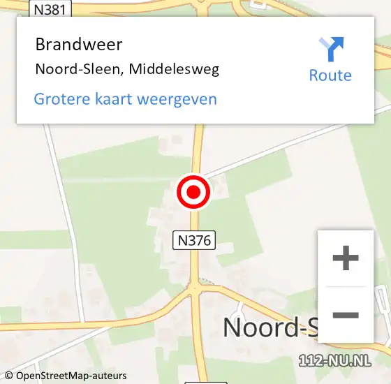 Locatie op kaart van de 112 melding: Brandweer Noord-Sleen, Middelesweg op 21 mei 2016 12:46