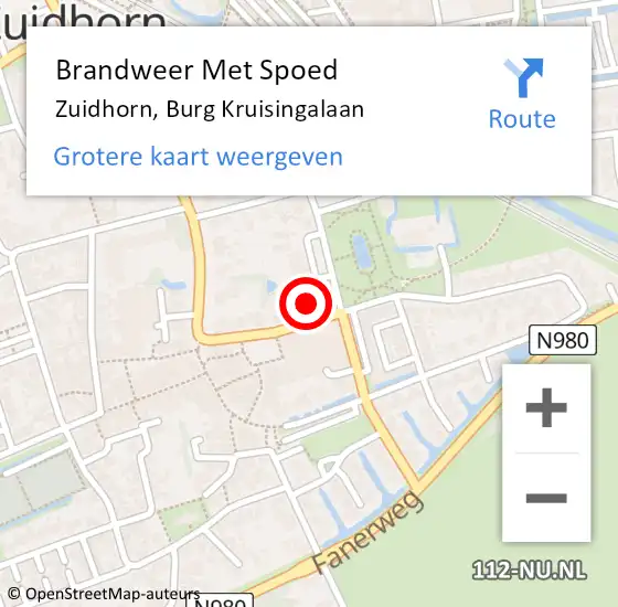 Locatie op kaart van de 112 melding: Brandweer Met Spoed Naar Zuidhorn, Burg Kruisingalaan op 21 mei 2016 12:59