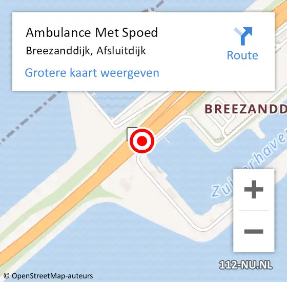 Locatie op kaart van de 112 melding: Ambulance Met Spoed Naar Breezanddijk, Afsluitdijk op 15 december 2013 20:22