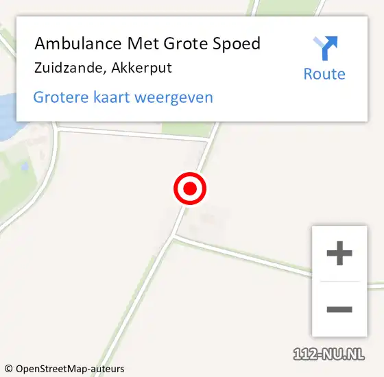 Locatie op kaart van de 112 melding: Ambulance Met Grote Spoed Naar Zuidzande, Akkerput op 21 mei 2016 13:32