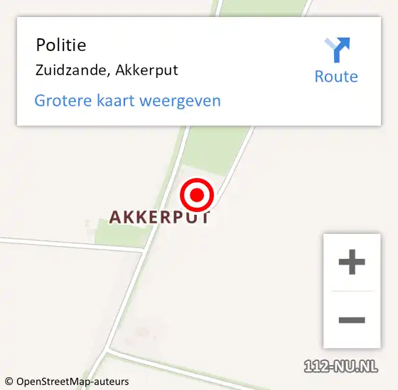 Locatie op kaart van de 112 melding: Politie Zuidzande, Akkerput op 21 mei 2016 13:36