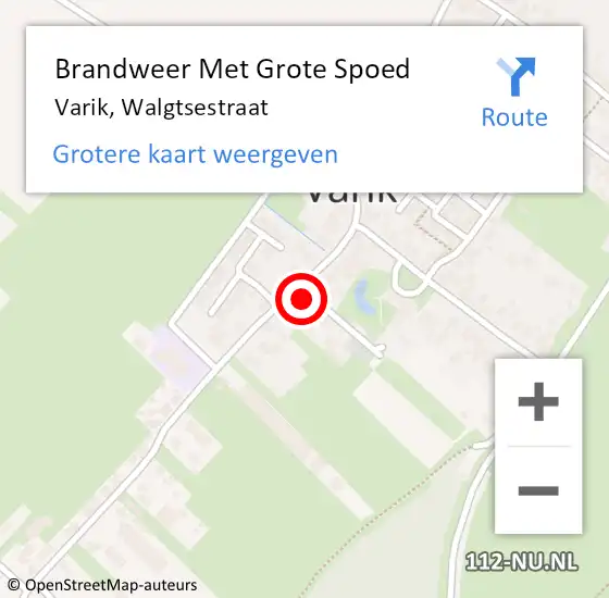 Locatie op kaart van de 112 melding: Brandweer Met Grote Spoed Naar Varik, Walgtsestraat op 21 mei 2016 13:38