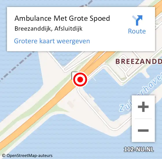 Locatie op kaart van de 112 melding: Ambulance Met Grote Spoed Naar Breezanddijk, Afsluitdijk op 15 december 2013 20:26