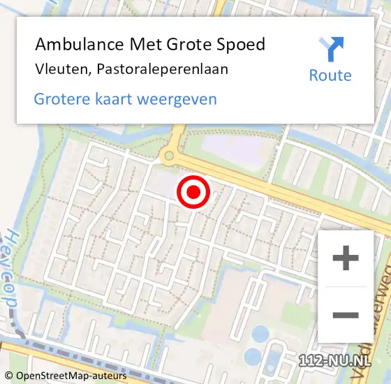 Locatie op kaart van de 112 melding: Ambulance Met Grote Spoed Naar Vleuten, Pastoraleperenlaan op 21 mei 2016 14:08