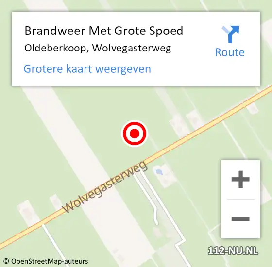 Locatie op kaart van de 112 melding: Brandweer Met Grote Spoed Naar Oldeberkoop, Wolvegasterweg op 21 mei 2016 14:31