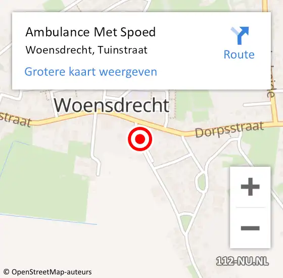 Locatie op kaart van de 112 melding: Ambulance Met Spoed Naar Woensdrecht, Tuinstraat op 15 december 2013 20:32