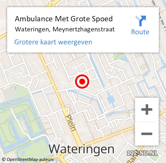 Locatie op kaart van de 112 melding: Ambulance Met Grote Spoed Naar Wateringen, Meynertzhagenstraat op 21 mei 2016 15:33