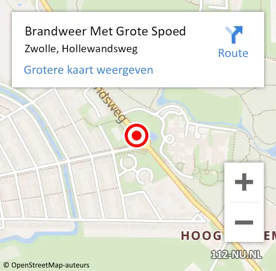 Locatie op kaart van de 112 melding: Brandweer Met Grote Spoed Naar Zwolle, Hollewandsweg op 21 mei 2016 16:55
