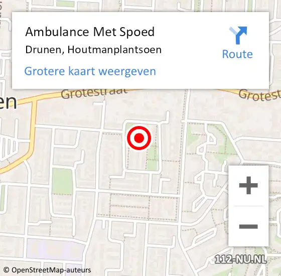 Locatie op kaart van de 112 melding: Ambulance Met Spoed Naar Drunen, Houtmanplantsoen op 21 mei 2016 17:55
