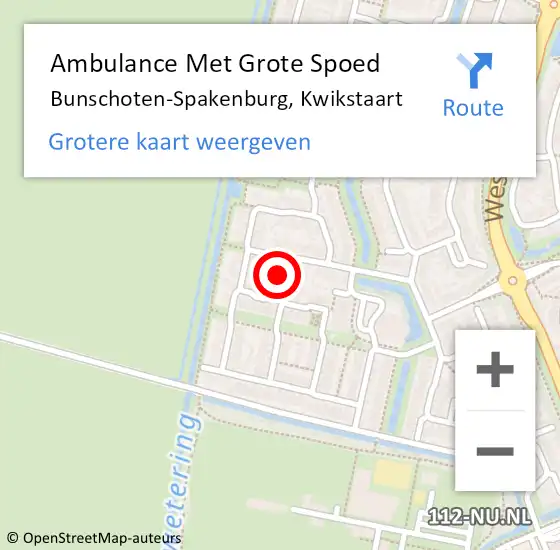 Locatie op kaart van de 112 melding: Ambulance Met Grote Spoed Naar Bunschoten-Spakenburg, Kwikstaart op 21 mei 2016 18:00