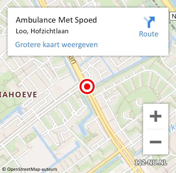 Locatie op kaart van de 112 melding: Ambulance Met Spoed Naar Loo, Hofzichtlaan op 21 mei 2016 19:03