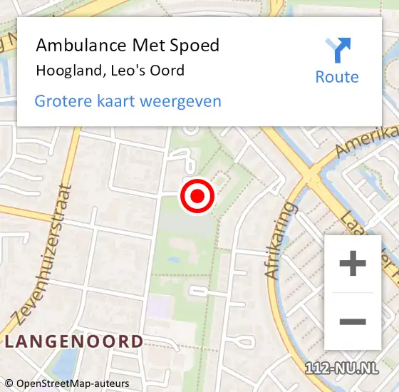 Locatie op kaart van de 112 melding: Ambulance Met Spoed Naar Hoogland, Leo's Oord op 21 mei 2016 19:35