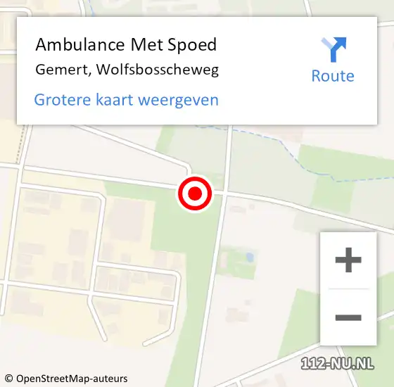 Locatie op kaart van de 112 melding: Ambulance Met Spoed Naar Gemert, Wolfsbosscheweg op 21 mei 2016 19:50