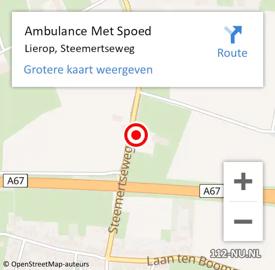 Locatie op kaart van de 112 melding: Ambulance Met Spoed Naar Lierop, Steemertseweg op 21 mei 2016 20:25