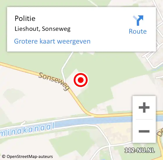 Locatie op kaart van de 112 melding: Politie Lieshout, Sonseweg op 21 mei 2016 20:44