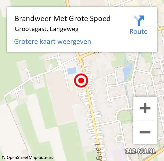 Locatie op kaart van de 112 melding: Brandweer Met Grote Spoed Naar Grootegast, Langeweg op 21 mei 2016 21:26