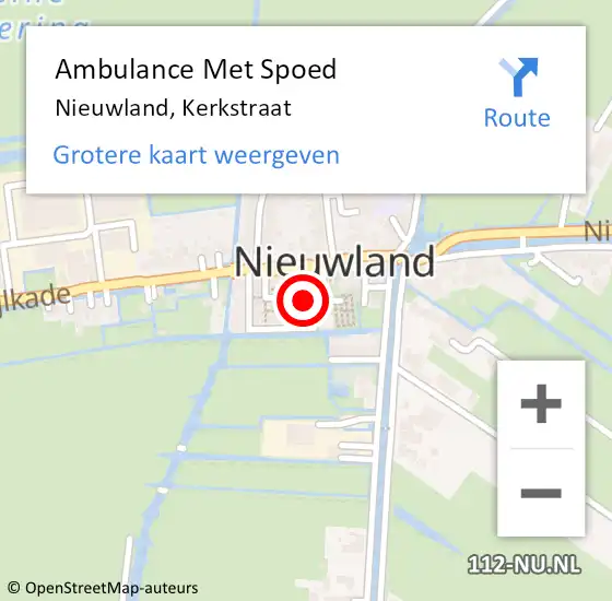 Locatie op kaart van de 112 melding: Ambulance Met Spoed Naar Nieuwland, Kerkstraat op 21 mei 2016 21:36