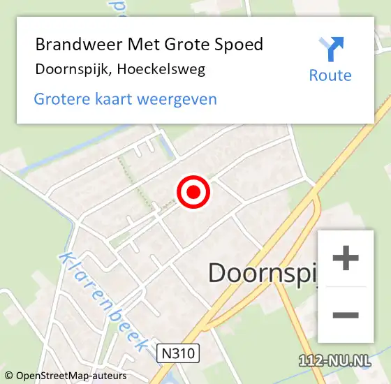 Locatie op kaart van de 112 melding: Brandweer Met Grote Spoed Naar Doornspijk, Hoeckelsweg op 21 mei 2016 22:20