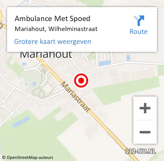 Locatie op kaart van de 112 melding: Ambulance Met Spoed Naar Mariahout, Wilhelminastraat op 21 mei 2016 23:05