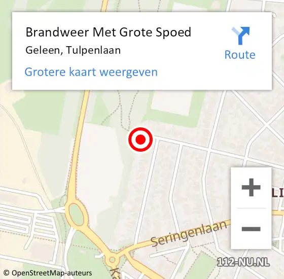 Locatie op kaart van de 112 melding: Brandweer Met Grote Spoed Naar Geleen, Tulpenlaan op 21 mei 2016 23:11