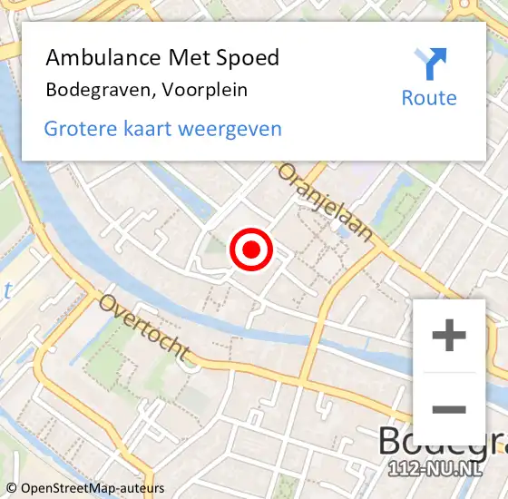 Locatie op kaart van de 112 melding: Ambulance Met Spoed Naar Bodegraven, Voorplein op 21 mei 2016 23:15