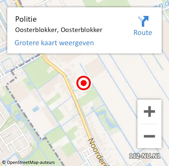 Locatie op kaart van de 112 melding: Politie Oosterblokker, Oosterblokker op 21 mei 2016 23:57