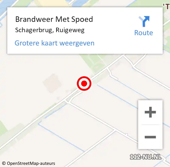 Locatie op kaart van de 112 melding: Brandweer Met Spoed Naar Schagerbrug, Ruigeweg op 21 mei 2016 23:59
