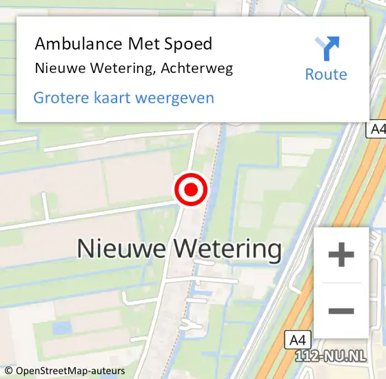 Locatie op kaart van de 112 melding: Ambulance Met Spoed Naar Nieuwe Wetering, Achterweg op 22 mei 2016 00:24