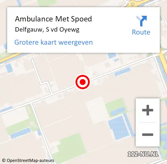 Locatie op kaart van de 112 melding: Ambulance Met Spoed Naar Delfgauw, S vd Oyewg op 22 mei 2016 01:19