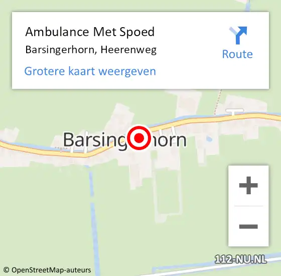 Locatie op kaart van de 112 melding: Ambulance Met Spoed Naar Barsingerhorn, Heerenweg op 22 mei 2016 02:59