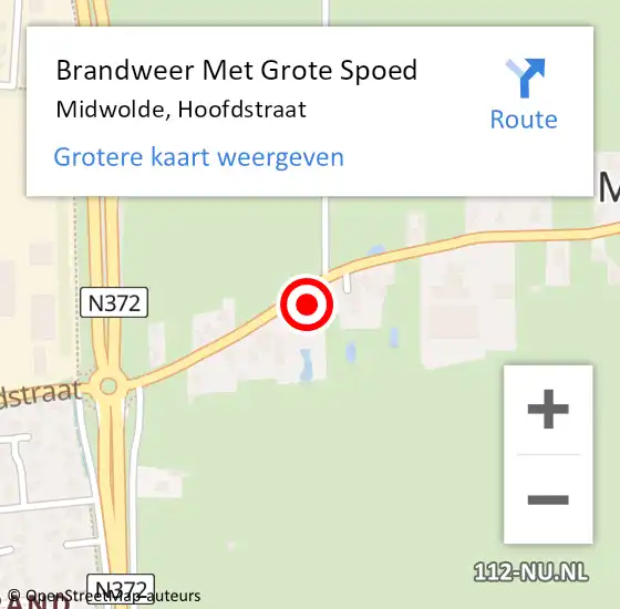 Locatie op kaart van de 112 melding: Brandweer Met Grote Spoed Naar Midwolde, Hoofdstraat op 22 mei 2016 03:48