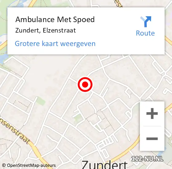 Locatie op kaart van de 112 melding: Ambulance Met Spoed Naar Zundert, Elzenstraat op 22 mei 2016 04:21