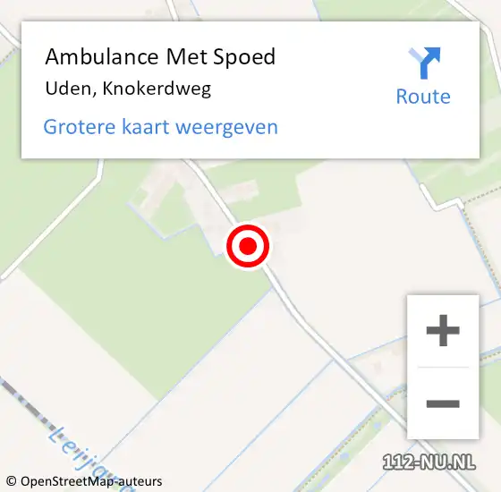 Locatie op kaart van de 112 melding: Ambulance Met Spoed Naar Uden, Knokerdweg op 22 mei 2016 08:22