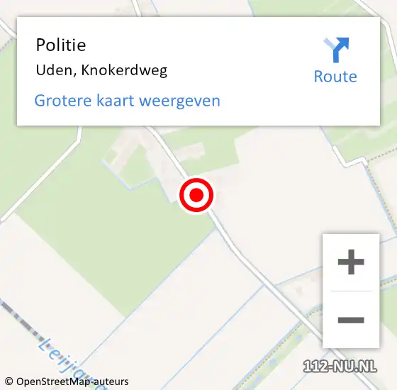 Locatie op kaart van de 112 melding: Politie Uden, Knokerdweg op 22 mei 2016 08:25