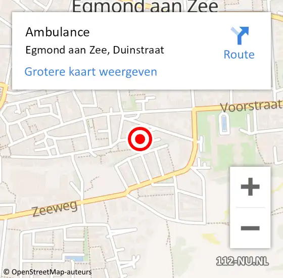 Locatie op kaart van de 112 melding: Ambulance Egmond aan Zee, Duinstraat op 15 december 2013 23:08