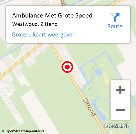 Locatie op kaart van de 112 melding: Ambulance Met Grote Spoed Naar Westwoud, Zittend op 22 mei 2016 11:19