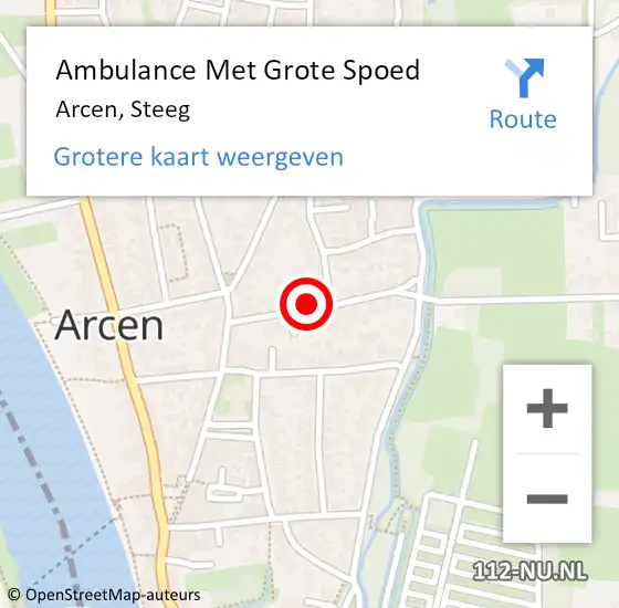 Locatie op kaart van de 112 melding: Ambulance Met Grote Spoed Naar Arcen, Steeg op 22 mei 2016 11:59