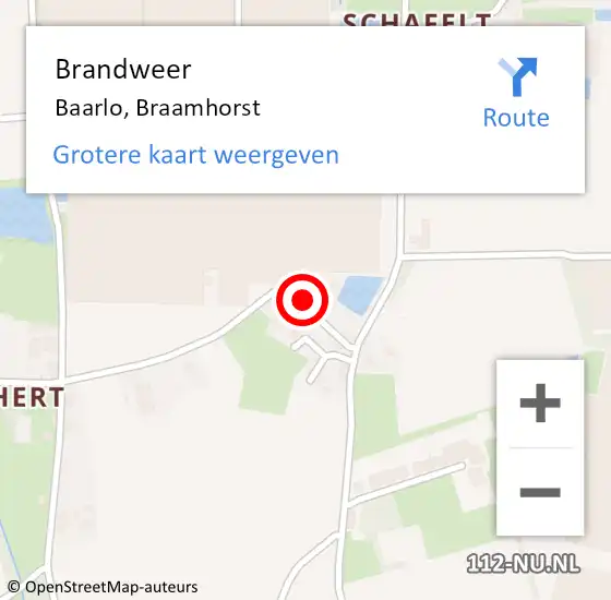 Locatie op kaart van de 112 melding: Brandweer Baarlo, Braamhorst op 22 mei 2016 12:11
