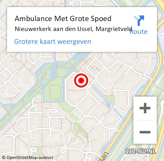 Locatie op kaart van de 112 melding: Ambulance Met Grote Spoed Naar Nieuwerkerk aan den IJssel, Margrietveld op 22 mei 2016 12:11